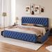 King Size Platform Bed Frame with 4 Drawers, Button Tufted Headboard & Footboard, Supported by Sturdy Metal