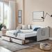 Twin Size Linen Upholstery Daybed with Trundle Bed,Two Storage Drawers