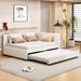 Linen Fabric Upholstered Daybed Frame, Modern Sofa Bed for Apartment Living Room Bedoom, No Box Spring Needed