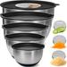 Stainless Steel Mixing Bowls with Lids Set, 3 Grater Attachments, Airtight Lids, Non-Slip Silicone Base Mixing Bowl Set