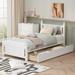 Twin Size Wood Platform Bed with Headboard & Footboard, Concise Style Bed Frame with 2 Drawers, No Need Box Spring, White