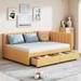 Linen Fabric Upholstered Daybed Frame, Modern Sofa Bed for Apartment Living Room Bedoom, No Box Spring Needed