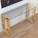 Home Console Table Stainless Steel Glass, 15.75" D x 47" W x 30.5" H, Gold,Clear