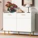 2-Door Storage Cabinet with 2 Drawers, Modern Classic Design Buffet Sideboard Cabinet Table with Steel Tube Legs