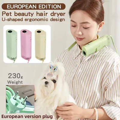 European edition High-Power Pet Hair Dryer, Silent, Neck Hanging, Hair Pulling Machine for Dogs grooming, Quick Drying, Beauty