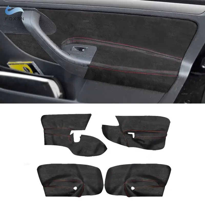 LHD Für VW Golf 5 MK5 Jetta 2005 2006 2007 2008 2009 2010 4 stücke Wildleder Leder Innen Auto Tür Panel armlehne Abdeckung Aufkleber Trim Image