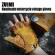 Motorrad handschuhe Herren fahren Retro Motorrad fahrer rutsch feste haltbare halbe Finger finger