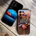 Coque de téléphone Disney McQueen avec motif de voitures étui noir pour Samsung Galaxy S24 S23 S22