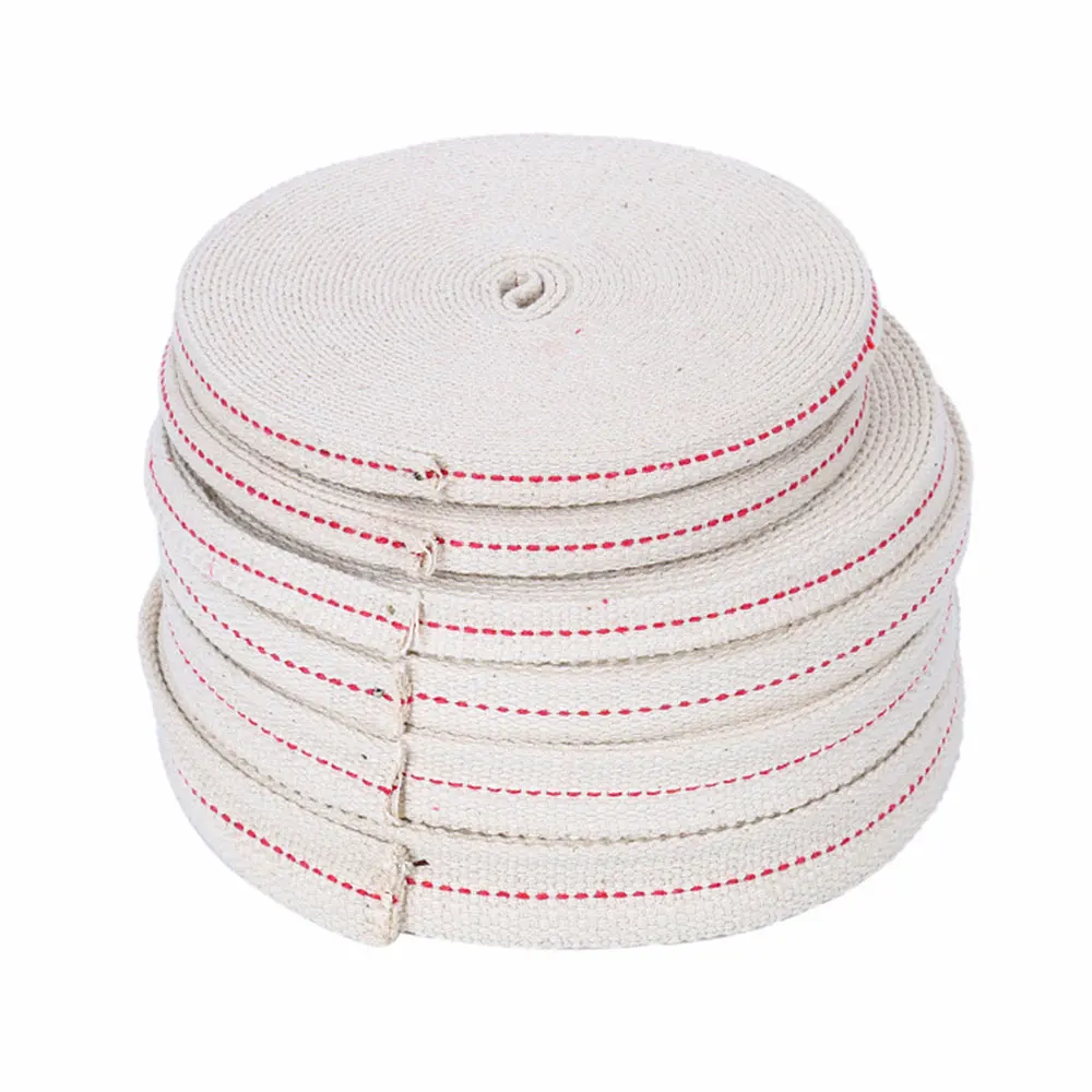 1,1cm/1,3cm/1,5cm/2cm Breite 1 Meter Langer Weißer Flacher Baumwoll-Paraffin-Lampendocht mit Stichgeflecht für Öllampen Kerzenbrenner