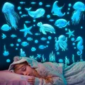 Autocollants Muraux Fluorescents d'Animaux de la Mer Décorations de Chambre d'Enfant et de Bébé