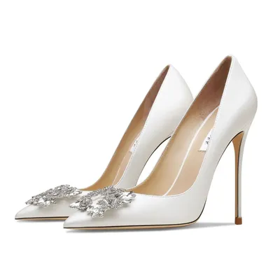 Woman shoes Luxury Pumps Pointed toe Party High Heels White Wedding Shoes Rhinestone elegan Women's Shoes Bridal Shoes Women