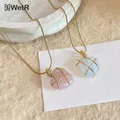 Fashion Opal Heart Necklace Crystal Castle Necklace For Women Girls Rose Quartz Necklace Jewelry