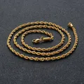 Rope Chain Necklace Men and Women Gold Silver Color 316L Stainless Steel Twisted Necklaces Punk