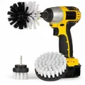 White Electric Drill Brush Attachment Set Carpet Leather Cleaning Drill Brush Head Cleaning