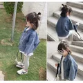 Childrens Girls Denim Jacket Kids Casual All-match Coats Spring Autumn Turn-down Collar Denim