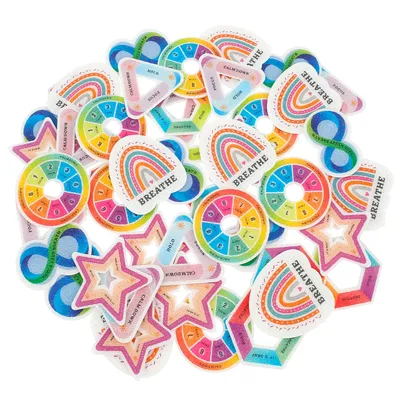 48/96pcs wieder verwendbare sensorische lustige beruhigende Aufkleber ruhige Aufkleber setzen 6 Stile taktile raue strukturierte Aufkleber niedlichen starken Kleber Image