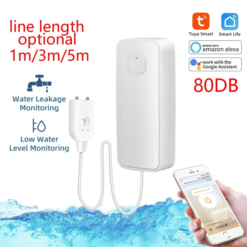 1M/3M/5M Wasserlecksensor WIFI Leckage Sound Alarm Detektor Sicherheit Überlaufschutz Tuya Smart Life App Image