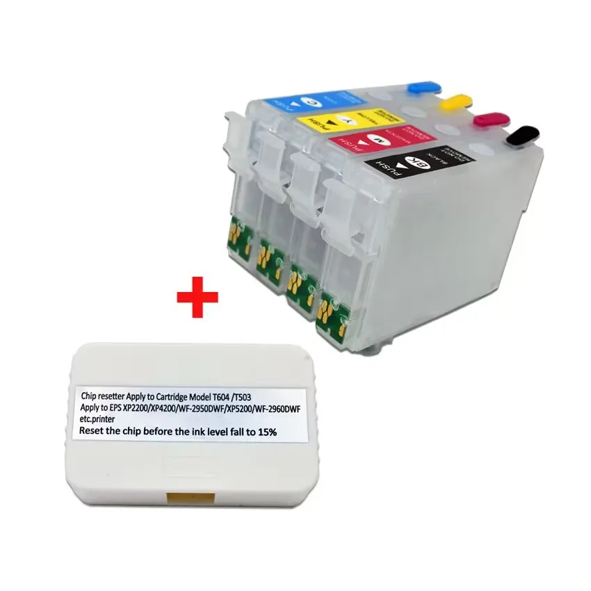 EU-kompatible T604 604XL T604XL nachfüllbare Tintenpatrone/Chips/Resetter für Epson XP-2200 XP-2205 XP3200 3205 4200 4205 Drucker Image