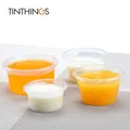 50 PCS Pudding Cup With Lid Disposable Plastic Cups Sauce Baking Jelly Dessert Cups Wedding Small