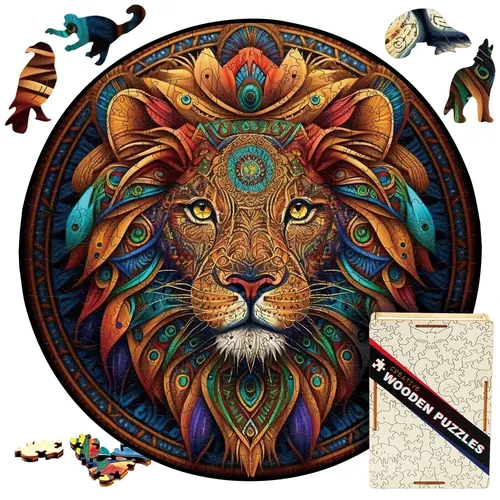 Rundes Löwen puzzle-Holz-Mandala-Puzzlespiel zeug für kreatives Spiel
