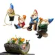 4pcs/set Fairy Garden Drunk Gnomes Miniature Ornaments Set Mini Dwarf Bonfire Statues for Planter