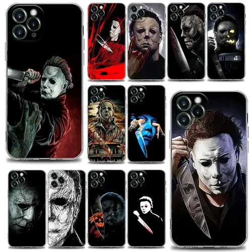 Michael-Myers horreur Halloween film coque pour iPhone 15 11 12 13 14 Pro Max Mini SE XS X 7 8 Plus couverture transparente Fundas