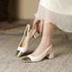 Sandales à bout en métal pour femmes talons hauts peu profonds chaussures d'été à bride arrière