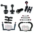NiteScuba Diving 2 fori Clip girevole Gopro Supporto per montaggio a sfera Morsetto a farfalla Luce stroboscopica Adattatore per staffa Fotografia subacquea