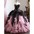 Robes de Rhde princesse roses dégradées corset chérie à lacets applique florale rose robe de