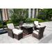 Ebern Designs Sipes Square 6 - Person 47.24" Long Aluminum Outdoor Dining Set w/ Cushions Glass/Metal/Wicker/Rattan in Brown | 47.24 W x 47.24 D in | Wayfair