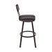Corrigan Studio® Col 26 Inch Swivel Counter Stool Faux Leather, Black Iron Frame Upholstered/Leather/Metal/Faux leather in Brown | Wayfair