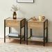 Bay Isle Home™ Set Of 2, 15.74" Rattan End Table w/ Drawer, Modern Nightstand, Metal Legs, Side Table For Living Room, Bedroom, Natural | Wayfair