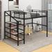 Mason & Marbles Adabella Full Size Metal Loft Bed w/ Desk & Lateral Storage Ladder Metal in Black | 67 H x 56 W x 92.7 D in | Wayfair