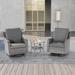 Winston Porter Raeleigh 3 Piece Seating Group w/ Cushions Synthetic Wicker/All - Weather Wicker/Metal/Wicker/Rattan in Gray | Outdoor Furniture | Wayfair