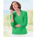 Appleseeds Women's Prima™ Cotton Narrow V-Neck Tee - Green - PM - Petite