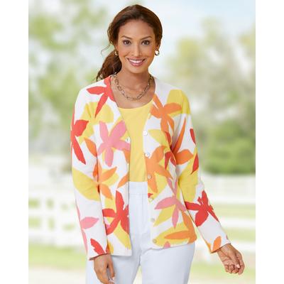 Appleseeds Women's Tossed Floral Cotton Print Cardigan - Multi - PS - Petite