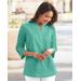 Appleseeds Women's Eyelet Tunic - Green - PM - Petite