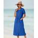 Appleseeds Women's Captiva Drawstring Button-Front Dress - Blue - M - Misses