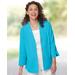 Appleseeds Women's Nantucket Textured-Cotton Relaxed Jacket - Blue - 1X - Womens
