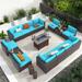 Latitude Run® 12-person Seating Group w/ Firepit Table Synthetic Wicker/All - Weather Wicker/Metal/Wicker/Rattan | Outdoor Furniture | Wayfair