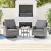 Winston Porter 3-Set Outdoor PE Wicker Furniture Swivel Rocking Couch Set w/ Coffee Table Metal in Gray | Wayfair CB58043273024D8B84F5BBB7FF9F304E