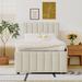 Latitude Run® Platform Bed w/ Trundle & 3 Drawers Upholstered/Linen in Brown | 48.4 H x 40.4 W x 78.7 D in | Wayfair