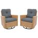 Wildon Home® 2-Piece Beige Wicker Outdoor Rocking & Swivel Chair Set w/ 3.7 inches Cushions Wicker/Rattan/Fabric in Brown | Wayfair