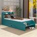 Red Barrel Studio® Wood Platform Bed w/ 2 Drawers, Storage Headboard & Footboard Wood in Green | 38 H x 40.3 W x 94.1 D in | Wayfair