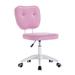 Wrought Studio™ PU Makeup Office Desk Chair Bling Desk, Armless Vanity Desk Task Chair w/ Wheels 360°,Bling Desk Nail Desk For Women | Wayfair