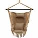 Dakota Fields Hanging Rope Swing Chair w/ Soft Pillow & Cushions-Black Metal in Brown | 56.5 H x 39 W x 51.2 D in | Outdoor Furniture | Wayfair