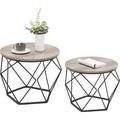 17 Stories Small Coffee Table Set Of 2, Round Coffee Table w/ Frame, Side End Table For Living Room, Bedroom, Office, Black in Gray | Wayfair