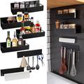 Latitude Run® Wall Spice Rack Metal in Black | 3.7 H x 11.6 W x 3.2 D in | Wayfair FA259D35441D42328F0760B783C940C8