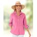 Blair Women's Crinkled Cotton Solid Shirt - Pink - 3X - Womens