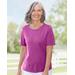 Blair Women's Coastal Cotton Short-Sleeve Jewelneck Tee - Purple - S - Misses